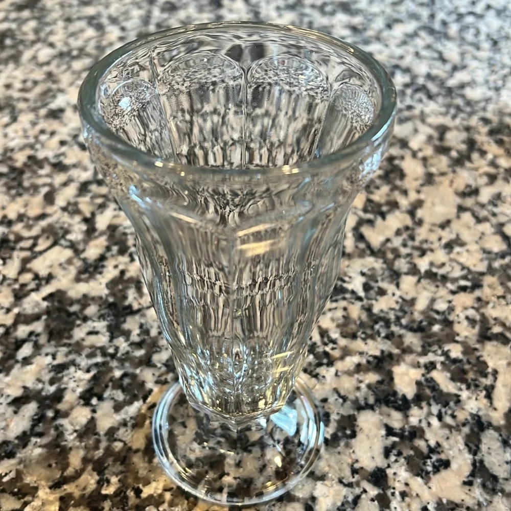 Vintage Octagonal heavy malt shake soda fountain parfait clear tall glass 6 5/8